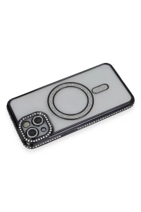 Apple iPhone 13 Kılıf Joke Simli Magneticsafe Kılıf - Siyah