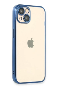 Apple iPhone 13 Kılıf Lensli Silikon - Açık Mavi