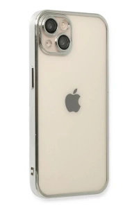 Apple iPhone 13 Kılıf Lensli Silikon - Gümüş
