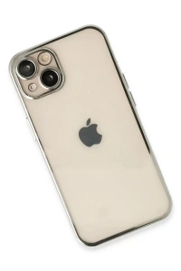 Apple iPhone 13 Kılıf Lensli Silikon - Gümüş