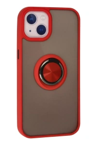Apple iPhone 13 Kılıf Montreal Yüzüklü Silikon Kapak - Kırmızı