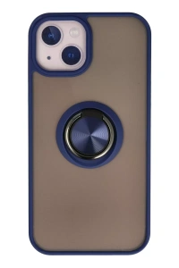Apple iPhone 13 Kılıf Montreal Yüzüklü Silikon Kapak - Lacivert