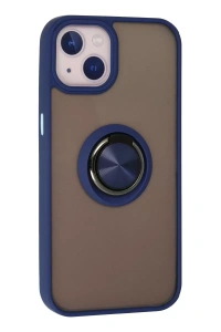 Apple iPhone 13 Kılıf Montreal Yüzüklü Silikon Kapak - Lacivert