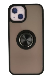 Apple iPhone 13 Kılıf Montreal Yüzüklü Silikon Kapak - Siyah