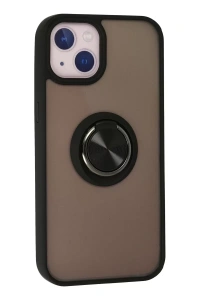 Apple iPhone 13 Kılıf Montreal Yüzüklü Silikon Kapak - Siyah