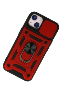 Apple iPhone 13 Kılıf Pars Lens Yüzüklü Silikon - Kırmızı