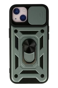 Apple iPhone 13 Kılıf Pars Lens Yüzüklü Silikon - Yeşil