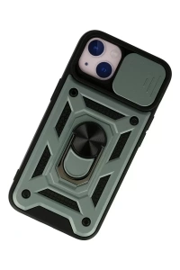 Apple iPhone 13 Kılıf Pars Lens Yüzüklü Silikon - Yeşil
