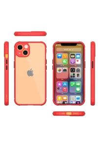Apple iPhone 13 Mini Kılıf Miami Şeffaf Silikon - Kırmızı