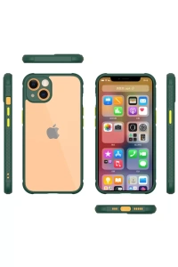Apple iPhone 13 Mini Kılıf Miami Şeffaf Silikon - Koyu Yeşil