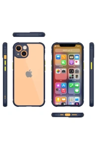 Apple iPhone 13 Mini Kılıf Miami Şeffaf Silikon - Lacivert