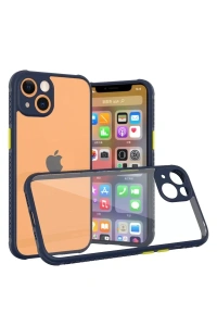 Apple iPhone 13 Mini Kılıf Miami Şeffaf Silikon - Lacivert