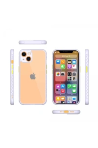 Apple iPhone 13 Mini Kılıf Miami Şeffaf Silikon - Lila