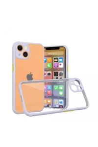 Apple iPhone 13 Mini Kılıf Miami Şeffaf Silikon - Lila
