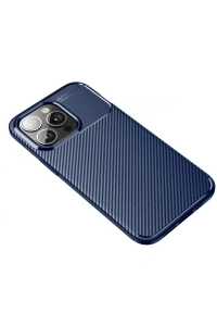 Apple iPhone 13 Pro Kılıf Auto Focus Karbon Kapak - Lacivert