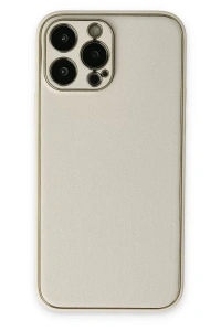 Apple iPhone 13 Pro Kılıf Coco Deri Silikon Kapak - Beyaz