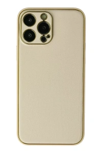 Apple iPhone 13 Pro Kılıf Coco Deri Silikon Kapak - Gold