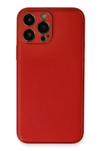 Apple iPhone 13 Pro Kılıf Coco Deri Silikon Kapak - Kırmızı