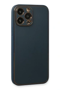 Apple iPhone 13 Pro Kılıf Coco Deri Silikon Kapak - Mavi