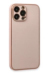 Apple iPhone 13 Pro Kılıf Coco Deri Silikon Kapak - Pembe