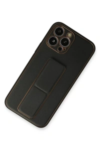 Apple iPhone 13 Pro Kılıf Coco Deri Standlı Kapak - Siyah