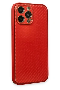 Apple iPhone 13 Pro Kılıf Coco Karbon Silikon - Kırmızı