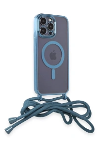 Apple iPhone 13 Pro Kılıf Divo Lazer Askılı Magsafe Kapak - Sierra Blue