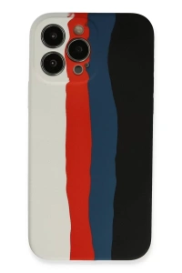 Apple iPhone 13 Pro Kılıf Ebruli Lansman Silikon - Beyaz-Siyah
