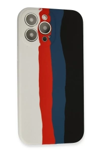 Apple iPhone 13 Pro Kılıf Ebruli Lansman Silikon - Beyaz-Siyah