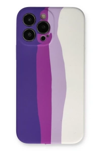 Apple iPhone 13 Pro Kılıf Ebruli Lansman Silikon - Mor-Beyaz