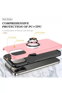Apple iPhone 13 Pro Kılıf Elit Yüzüklü Kapak - Pembe