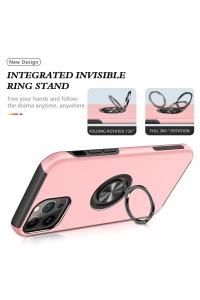 Apple iPhone 13 Pro Kılıf Elit Yüzüklü Kapak - Pembe