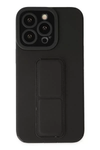 Apple iPhone 13 Pro Kılıf Mega Standlı Silikon - Siyah