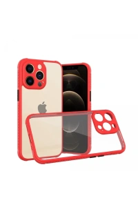 Apple iPhone 13 Pro Kılıf Miami Şeffaf Silikon - Kırmızı