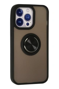 Apple iPhone 13 Pro Kılıf Montreal Yüzüklü Silikon Kapak - Siyah
