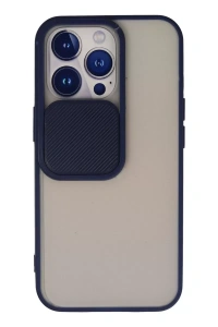 Apple iPhone 13 Pro Kılıf Palm Buzlu Kamera Sürgülü Silikon - Lacivert