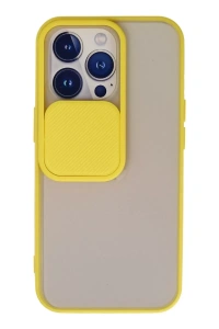 Apple iPhone 13 Pro Kılıf Palm Buzlu Kamera Sürgülü Silikon - Sarı