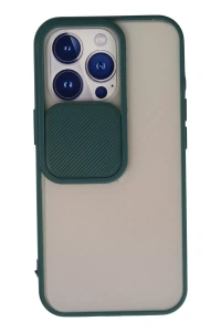 Apple iPhone 13 Pro Kılıf Palm Buzlu Kamera Sürgülü Silikon - Yeşil
