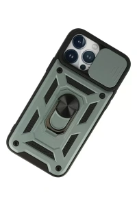 Apple iPhone 13 Pro Kılıf Pars Lens Yüzüklü Silikon - Yeşil