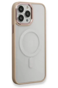 Apple iPhone 13 Pro Kılıf Room Magneticsafe Silikon - Pudra