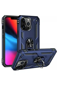 Apple iPhone 13 Pro Kılıf Sofya Yüzüklü Silikon Kapak - Lacivert