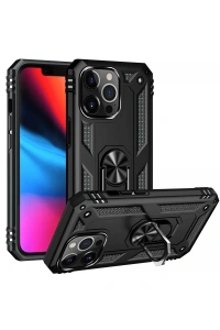 Apple iPhone 13 Pro Kılıf Sofya Yüzüklü Silikon Kapak - Siyah