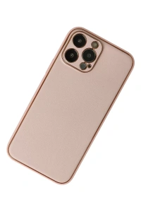 Apple iPhone 13 Pro Max Kılıf Coco Deri Silikon Kapak - Pudra