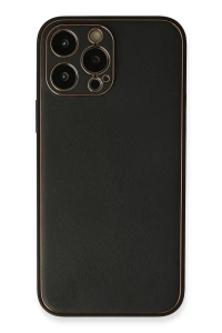 Apple iPhone 13 Pro Max Kılıf Coco Deri Silikon Kapak - Siyah