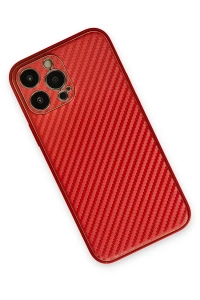 Apple iPhone 13 Pro Max Kılıf Coco Karbon Silikon - Kırmızı