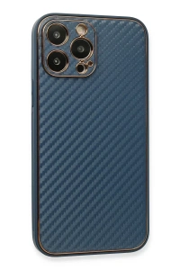 Apple iPhone 13 Pro Max Kılıf Coco Karbon Silikon - Mavi