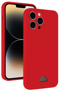 Apple iPhone 13 Pro Max Kılıf Kelvin Kartvizitli Silikon - Kırmızı