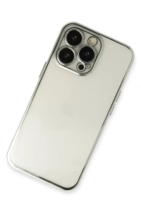 Apple iPhone 13 Pro Max Kılıf Lensli Silikon - Gümüş