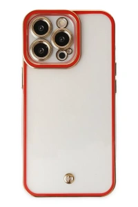 Apple iPhone 13 Pro Max Kılıf Liva Lens Silikon - Kırmızı