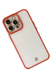 Apple iPhone 13 Pro Max Kılıf Liva Lens Silikon - Kırmızı